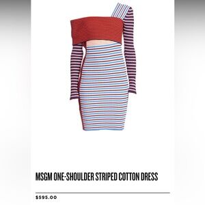 MSGM ONE-SHOULDER STRIPED COTTON DRESS XS